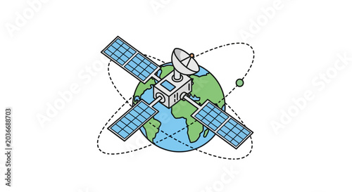 Bild auf Leinwand Satellite orbiting the Earth in space.
