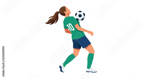 Tableau sur toile Soccer Player Heading Ball Vector Illustration With Transparent Background