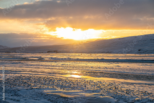 Sunset in the beautiful countryside of skagafjordur in Iceland