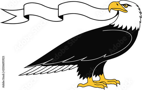 Adobe Illustrator Artwork Bald eagle holding American flag with laurel branch
