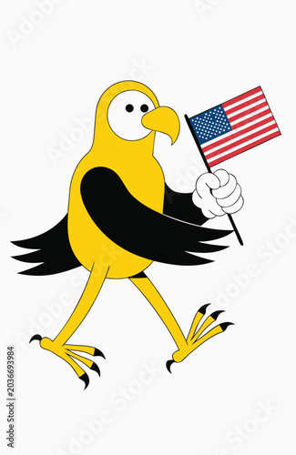 Adobe Illustrator Artwork Bald eagle holding American flag with laurel branch
