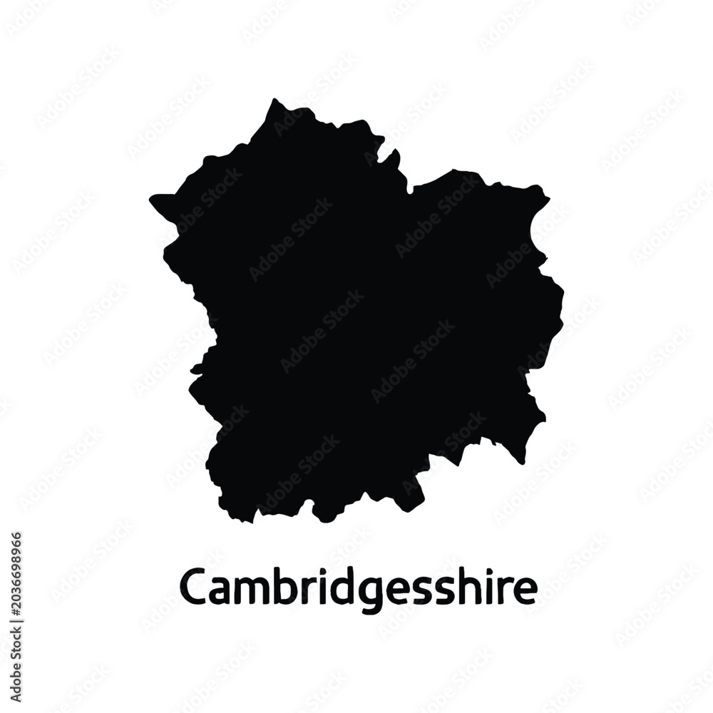 Obraz premium Cambridgeshire ceremonial county map silhouette icon