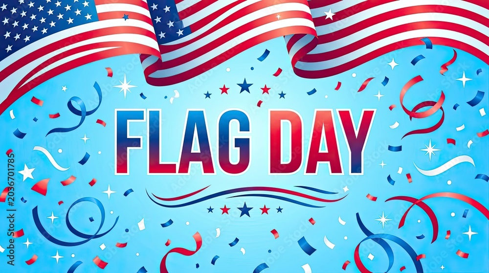 Obraz premium Flag day celebration with american flag and patriotic symbols