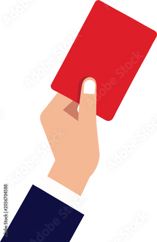 Canvastavla Hand holding red card penalty ejection stop signal isolated on transparent backg