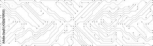 Abstract Circuit Board Pattern with Black Dots on White Background technology