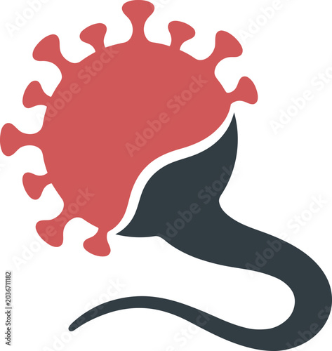 Foto Stylized illustration of a deadly virus, resembling coronavirus, with a probing