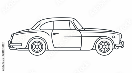 Classic vintage car side view outline icon, simple vector illustration of a retro automobile for automotive design