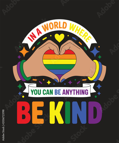 фотографія Hands forming rainbow heart with kindness message