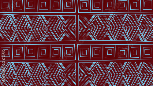 Quadro su tela linear native body ornament illustration, ethnic amazon ritual markings, ancestr