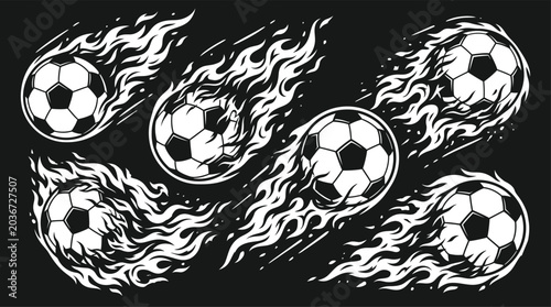 Flaming soccer balls graphic