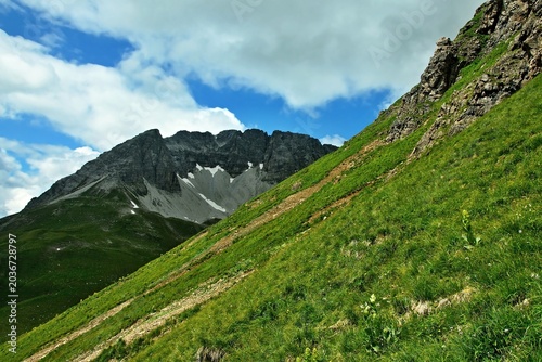 Austrian Alps - view of the Rüfispitze mountain near Lech in the Lechtal Alps