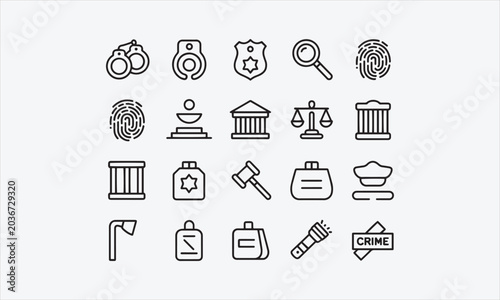 Bild auf Leinwand A set of crime related icons with editable lines (not outlined)