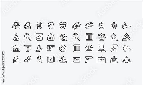 Slika na platnu A set of crime related icons with editable lines (not outlined)