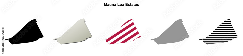 Obraz premium Mauna Loa Estates (Hawaii) blank outline map set