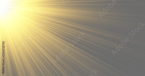 Foto Gold sunburst background with diagonal volumetric light rays and atmospheric glo