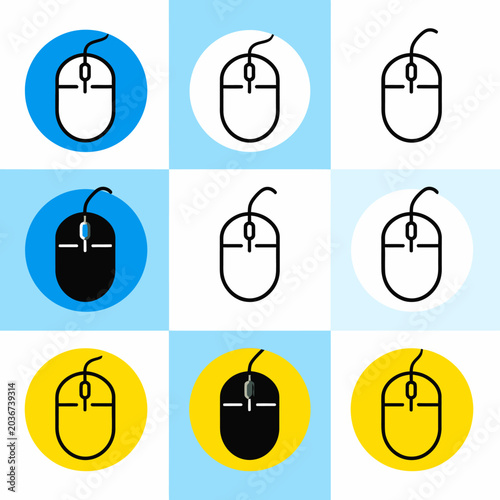 Variety of computer mouse icons in grid layout.
