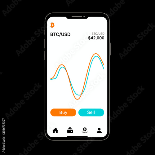 Cryptocurrency trading app interface on a modern smartphone display.