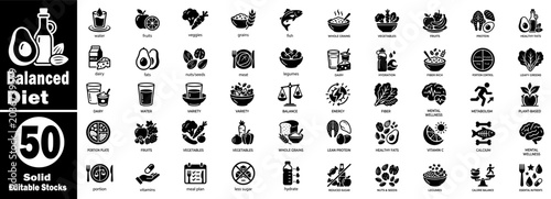 Foto Balanced diet solid icons