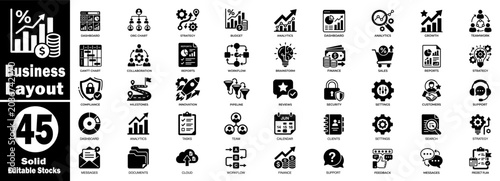 Quadro su tela Business layout solid icons