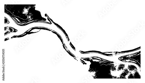 Foto Winding river aerial view with high contrast textured banks in minimalist style