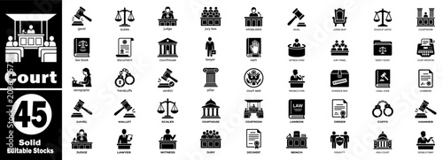 Tableau sur toile Court solid icons in a stylish black color, editable and perfect for web and print projects