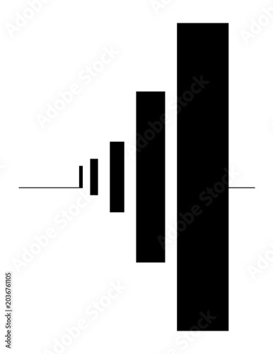 Tableau sur toile Minimalist black and white geometric art, ascending rectangles, perspective illusion, Suprematist inspired bold wall decor digital print