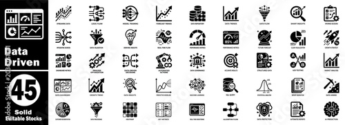 Bild auf Leinwand Data driven solid icon collection