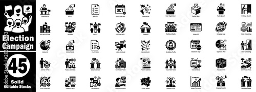Foto Election campaign solid icon collection