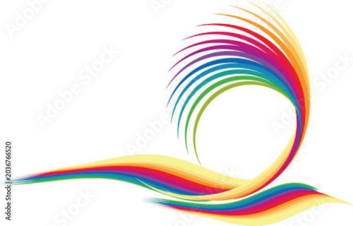Colorful abstract swirl design with vibrant rainbow colors  