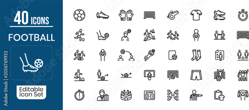 Tableau sur toile Editable football icon set 40 soccer icons for design and customization