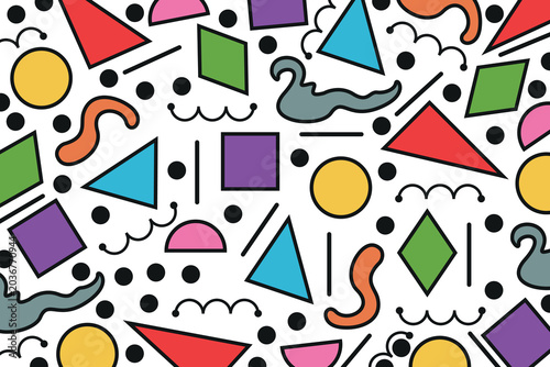 trendy geometric shape memphis pattern vintage art wallpaper background