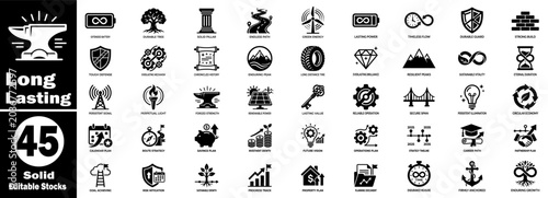 Foto Long-lasting solid icon set