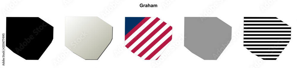 Fototapeta premium Graham (Georgia) blank outline map set