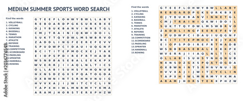 Medium Sports Vocabulary Word Search for PE Class