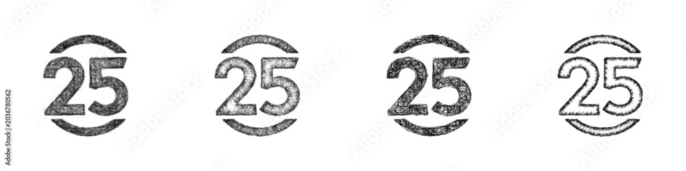 Fototapeta premium Sketch number 25 logo design set