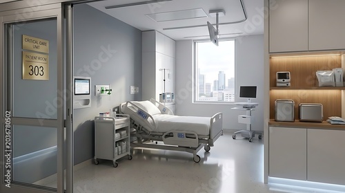 Realistic emergency room interior, muted tones, clean composition