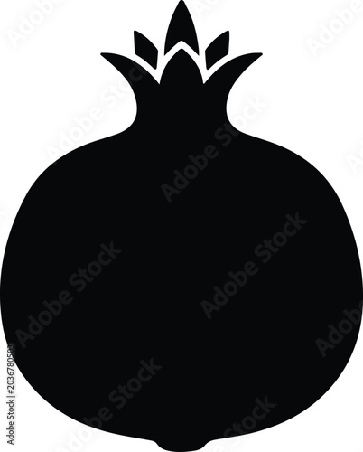 Photography Silhouette vector simple black isolated icon of fresh pomegranate fruit design