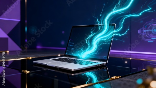 Laptop with electric lightning display