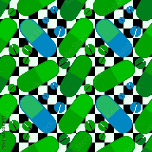 Medicine seamless pills pattern for wrapping paper and doctor clothes and packaging and medical accessories