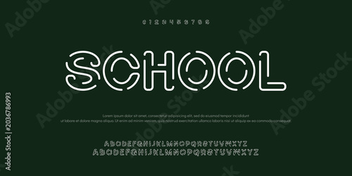 Obraz na plátně Abstract thin line font alphabet
