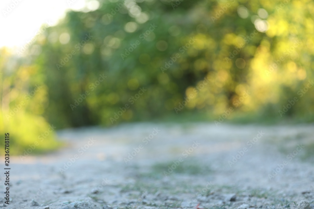 Fototapeta premium Ground against blurred green background, selective focus