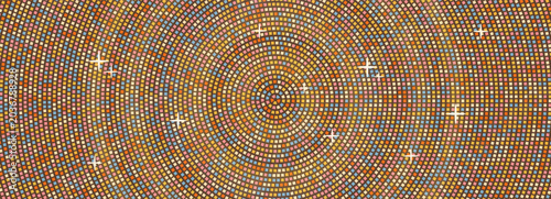 Retro Disco Ball Circular Mosaic Pattern With Warm Sparkle, 70s dance floor background
