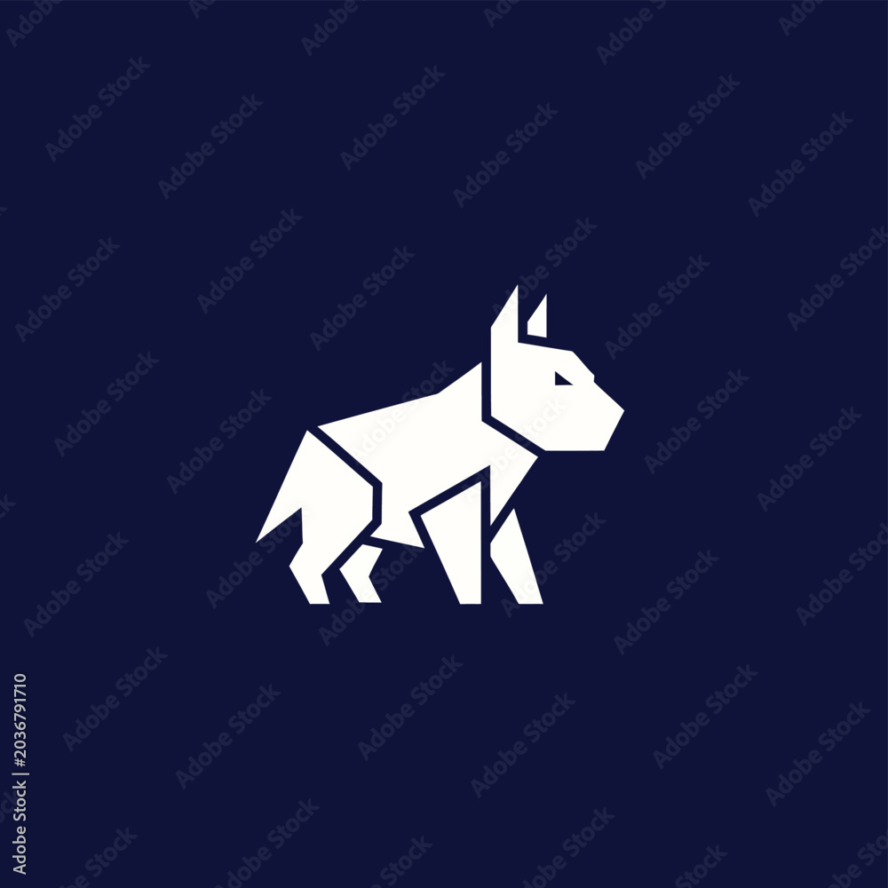 Fototapeta premium Geometric Origami Dog Silhouette Icon Design.