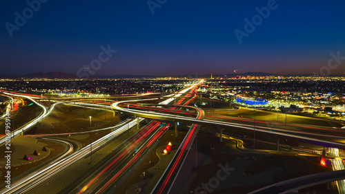 Photography Aerial Las Vegas Highway Interchange Light Trails Night Cityscape