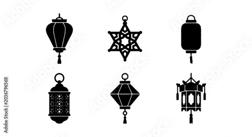 Photos Collection of six black and white lantern illustrations