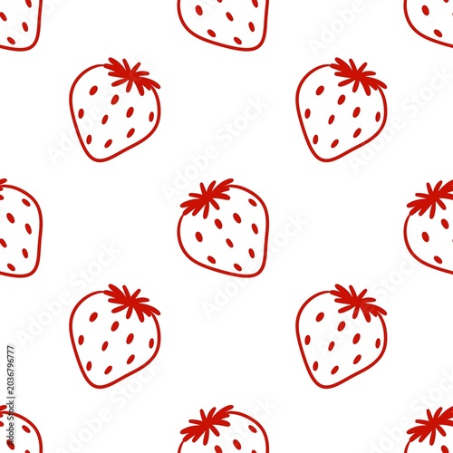 A vibrant and cohesive seamless pattern featuring stylized strawberries, executed in a clean raster style reminiscent of hand drawn art.