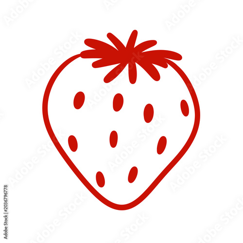 A clean and scalable raster illustration depicting a stylized strawberry in a minimalist doodle style.