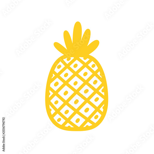 A clean and scalable raster illustration depicting a stylized yellow pineapple
