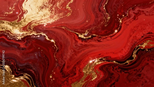 Abstract red and gold swirling pattern