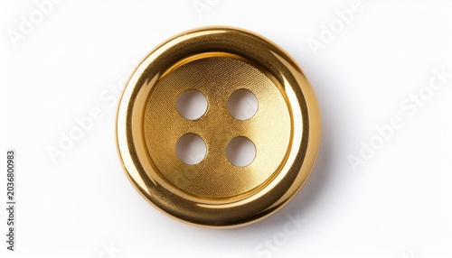 A Golden Button With Four Holes On A White Background